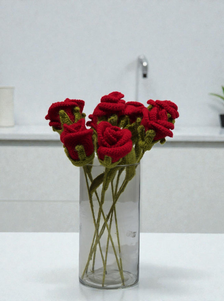 Red Crochet Rose (Per Pcs)