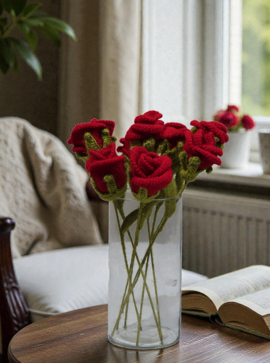 Red Crochet Rose (Per Pcs)