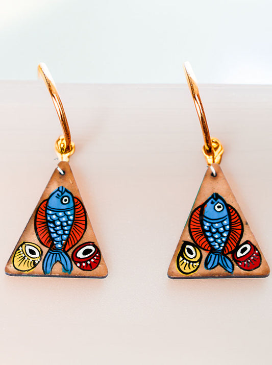 Hand-Painted Tribal Fish Earrings