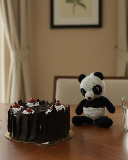 Handmade Crochet Panda & Cake Combo