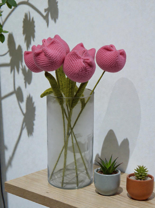 Handmade Crochet Pink Tulip – Per Pcs