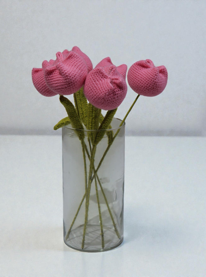 Handmade Crochet Pink Tulip – Per Pcs
