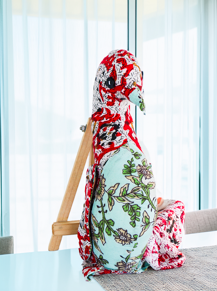Handmade Duck Cloth Toy (Red and Floral Pattern)